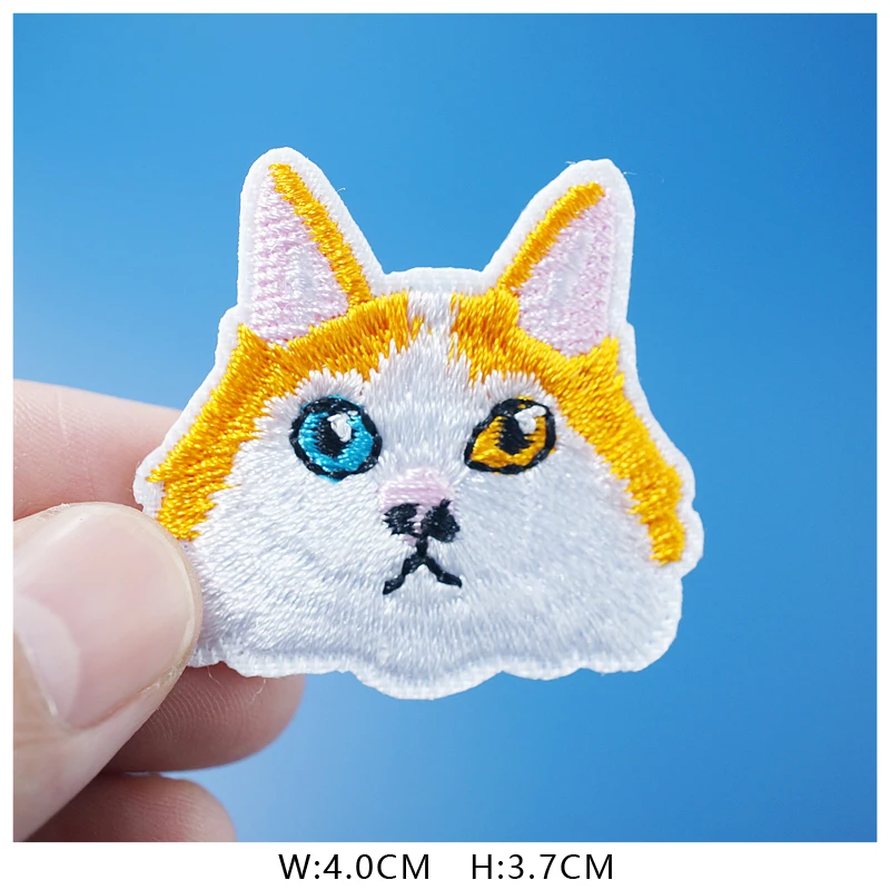 Cat Fashion DIY Patches Cute Animal Embroidery For T-Shirt Iron On Child Kids Appliques Clothes Jeans Stickers Badges Dog