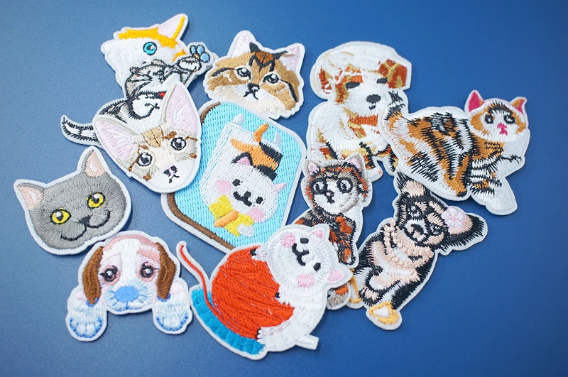 Cat Fashion DIY Patches Cute Animal Embroidery For T-Shirt Iron On Child Kids Appliques Clothes Jeans Stickers Badges Dog