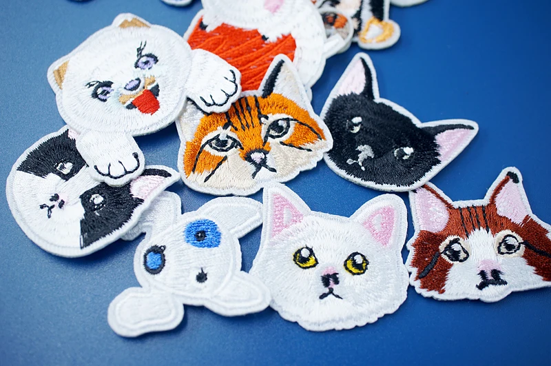 Cat Fashion DIY Patches Cute Animal Embroidery For T-Shirt Iron On Child Kids Appliques Clothes Jeans Stickers Badges Dog
