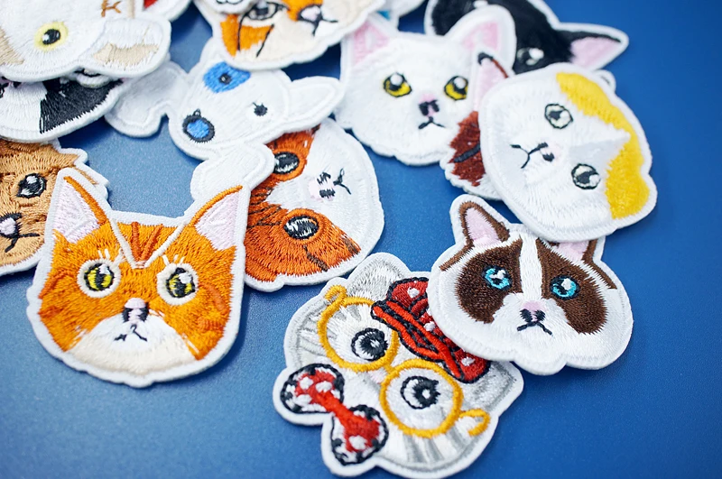 Cat Fashion DIY Patches Cute Animal Embroidery For T-Shirt Iron On Child Kids Appliques Clothes Jeans Stickers Badges Dog