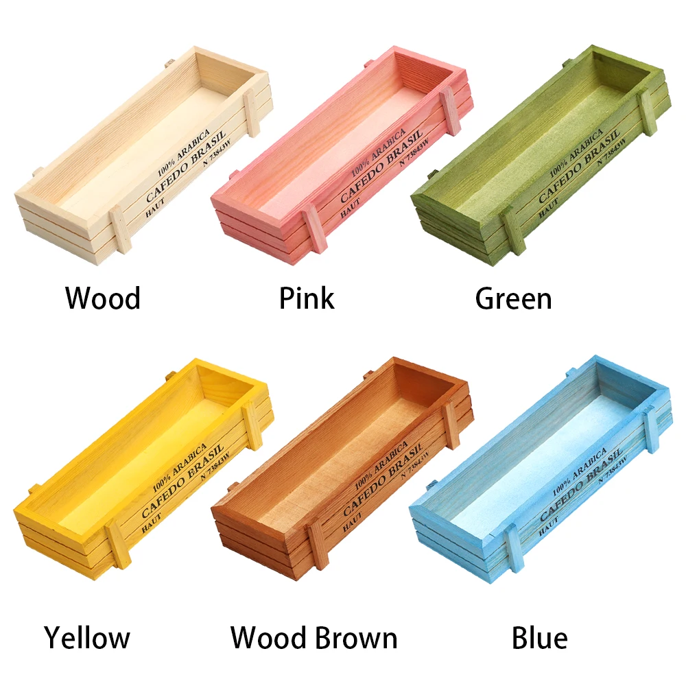 Natural Wooden Flowerpot Garden Decor Trough Decor Pots Succulent Boxes Rectangle Vase Vintage Crates Wood Flower Pot Home Tools