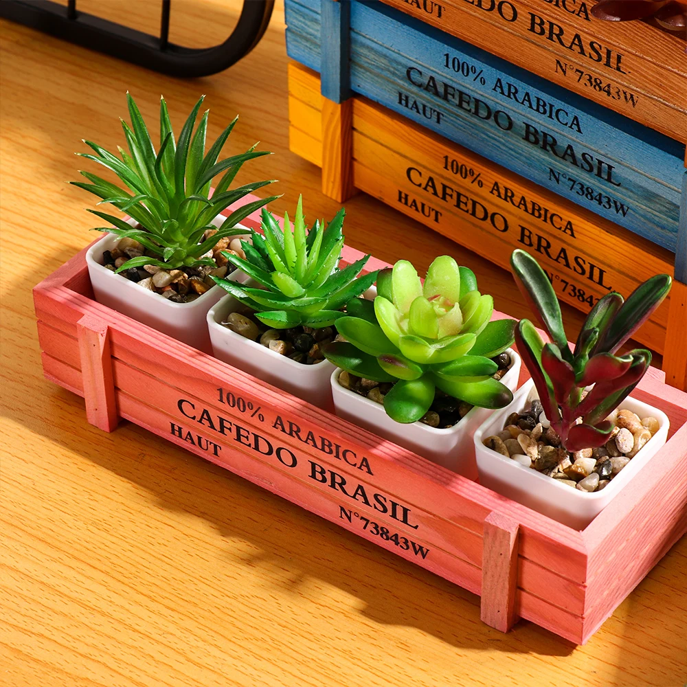 Natural Wooden Flowerpot Garden Decor Trough Decor Pots Succulent Boxes Rectangle Vase Vintage Crates Wood Flower Pot Home Tools