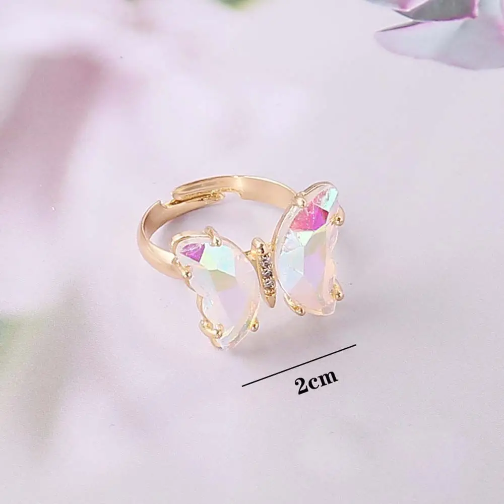 Butterfly Mood Ring Gradient Color Adjustable Temperature Ring Jewelry For Kids Birthday Gold Butterfly Rings Wholesale 2023