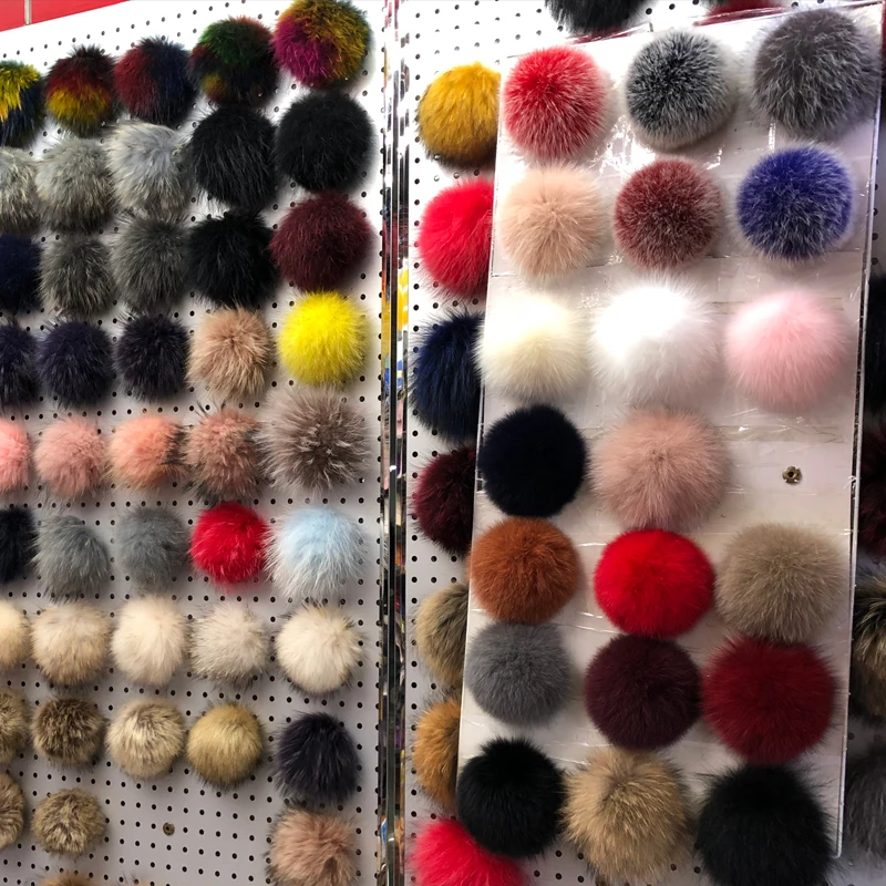 DIY Fur Pom Pom 100% Natural Fox Hairball Hat Ball Pom Pom Handmade Really Large Hair Ball Wholesale Hat With Buckle