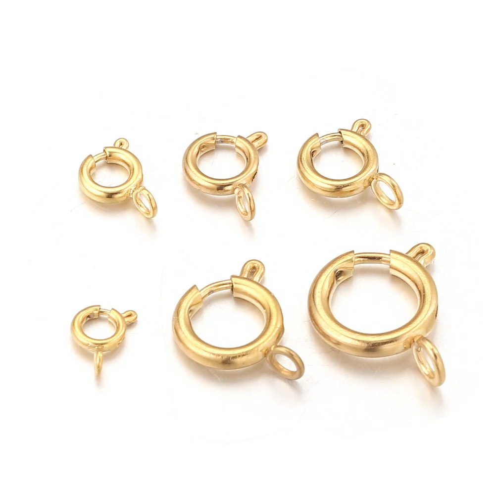 10pcs Stainless Steel 18K Gold Spring Ring Clasp With Open Jump Ring connection Accessories For Jewelry DIY Findings Components