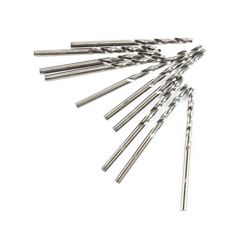 10pcs 0.5-2.0mm HSS Twist Drill Bit Set For Dremel Rotary Tool Straight Shank Mini Drill Bit Set Hand Tools
