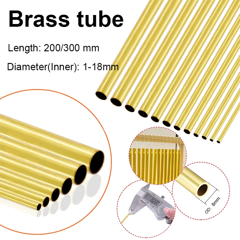 1PCS Brass Tube Inner Diameter 1/1.5/2/3/4/5/6/7/8/9/14/18mm Length 200/500mm 0.5-2mm Wall Brass Pipe Brass Tube Cutting Tool