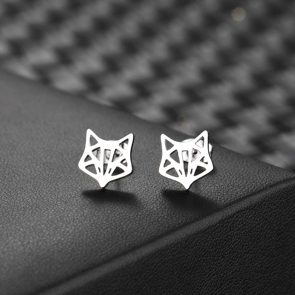 Stainless Steel Earrings 2022 Trend New Korean Fashion Animal Line Sense Fox Unusual Stud Earrings For Women Jewelry Party Gifts