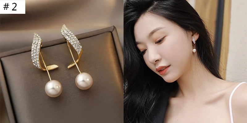 Luxury Zircon Pearl Drop Earrings For Women Girl 2022 Elegant Personality Shiny D Letter Earring Fashion Jewelry Wholesale