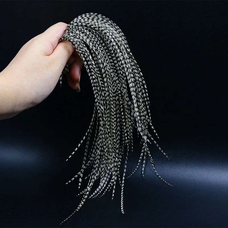 10pcs/lot Feathers Whiting Black&White Colorful Grizzly Rooster Saddle Presized Dry Fly Saddle Hackles Long Fly Tying Feathers
