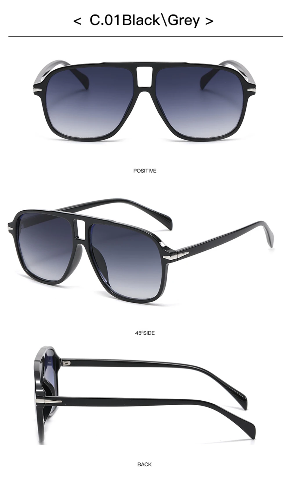 VIVIBEE Fashions Aviation Gredient Sunglasses Retro Men Oversized Pilot Rivets UV400 Summer Shades Vintage Big Eyewear