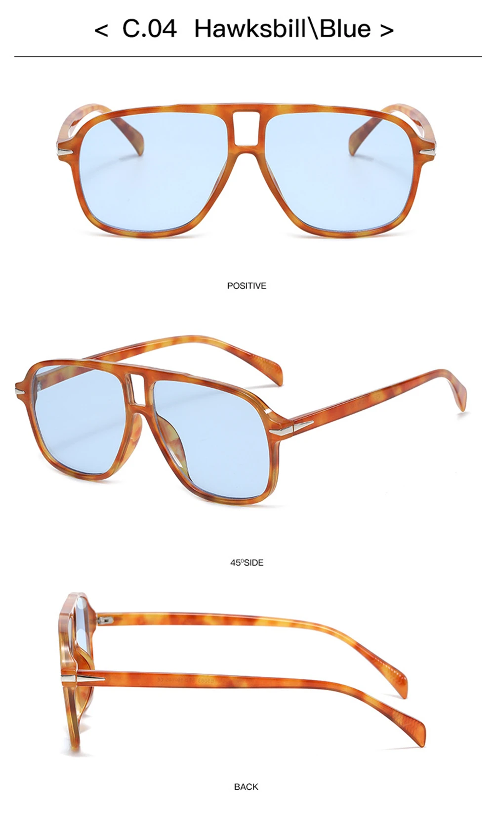 VIVIBEE Fashions Aviation Gredient Sunglasses Retro Men Oversized Pilot Rivets UV400 Summer Shades Vintage Big Eyewear