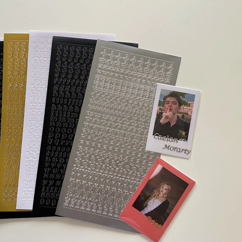 MINKYS 2PCS Hot Gilding Silvering English Letter Sticker For Kpop Photocards Decorative Stickers School Stationery