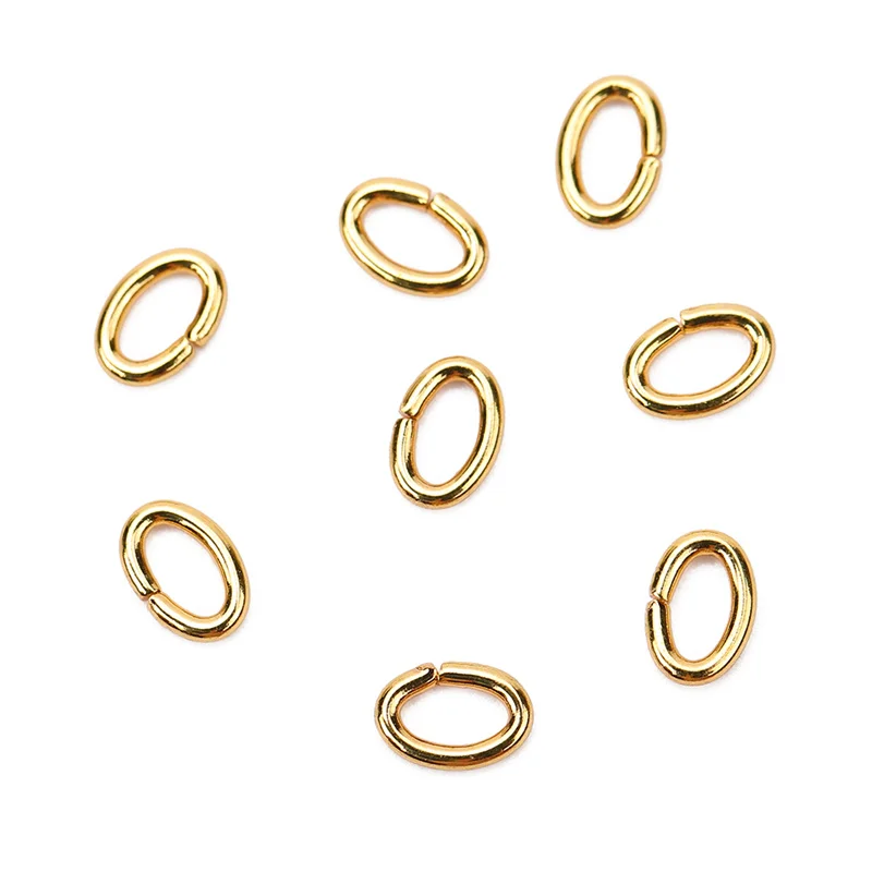 100pcs Oval Strong Stainless Steel Gold Color Jump Rings Split Rings Connectors For Jewelry Making Bracelet Necklace Findings