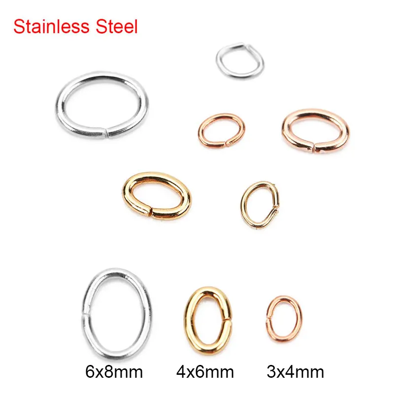 100pcs Oval Strong Stainless Steel Gold Color Jump Rings Split Rings Connectors For Jewelry Making Bracelet Necklace Findings