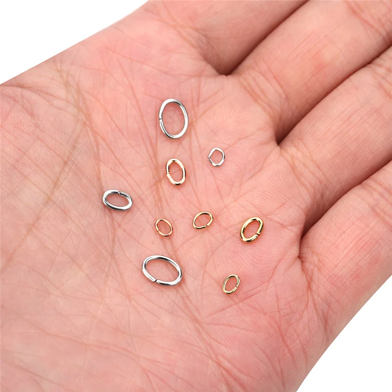 100pcs Oval Strong Stainless Steel Gold Color Jump Rings Split Rings Connectors For Jewelry Making Bracelet Necklace Findings