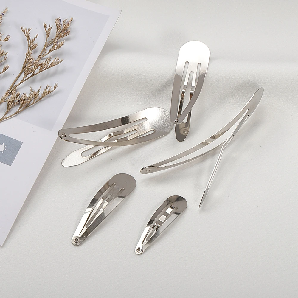 20Pcs Metal Hair Clips Snap Alligator Hairpins Base for DIY Jewelry Making Korean Pearl Bow Hairgrip Setting Hair Accessories