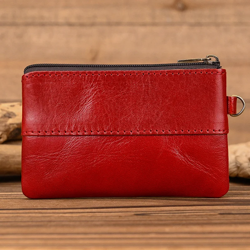 Luufan Genuine Leather Zipper Coin Wallet Men Wowen Natural Leather Small Short Purse Card Holder Cash Clutch Wallets Key Ring