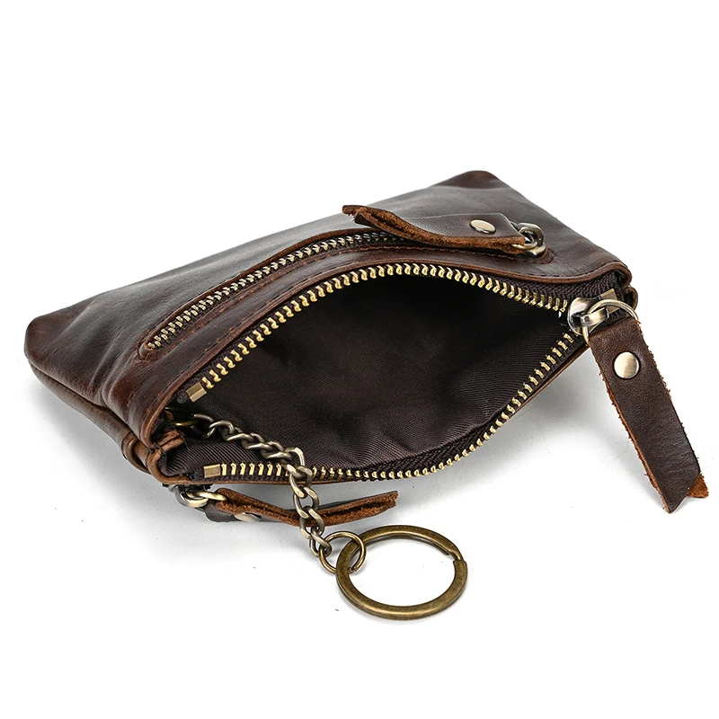 Luufan Genuine Leather Zipper Coin Wallet Men Wowen Natural Leather Small Short Purse Card Holder Cash Clutch Wallets Key Ring