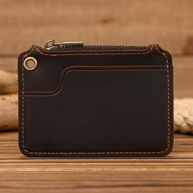 Luufan Genuine Leather Zipper Coin Wallet Men Wowen Natural Leather Small Short Purse Card Holder Cash Clutch Wallets Key Ring