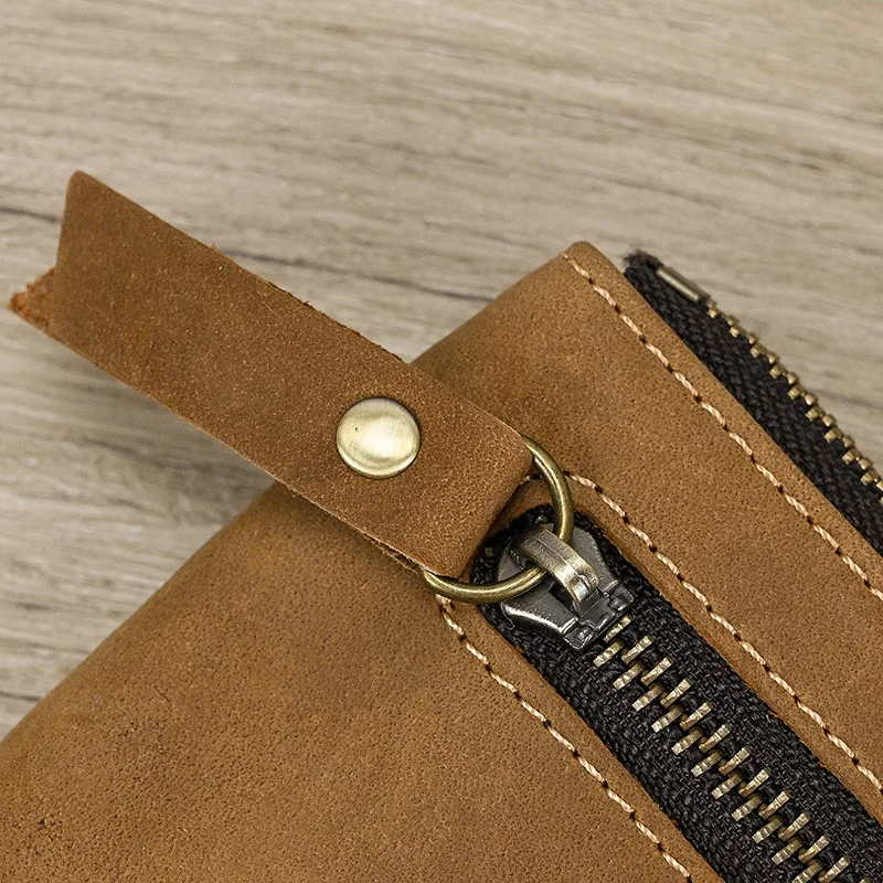 Luufan Genuine Leather Zipper Coin Wallet Men Wowen Natural Leather Small Short Purse Card Holder Cash Clutch Wallets Key Ring