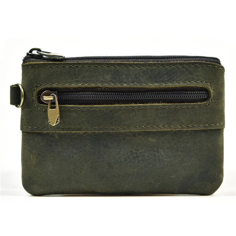 Luufan Genuine Leather Zipper Coin Wallet Men Wowen Natural Leather Small Short Purse Card Holder Cash Clutch Wallets Key Ring