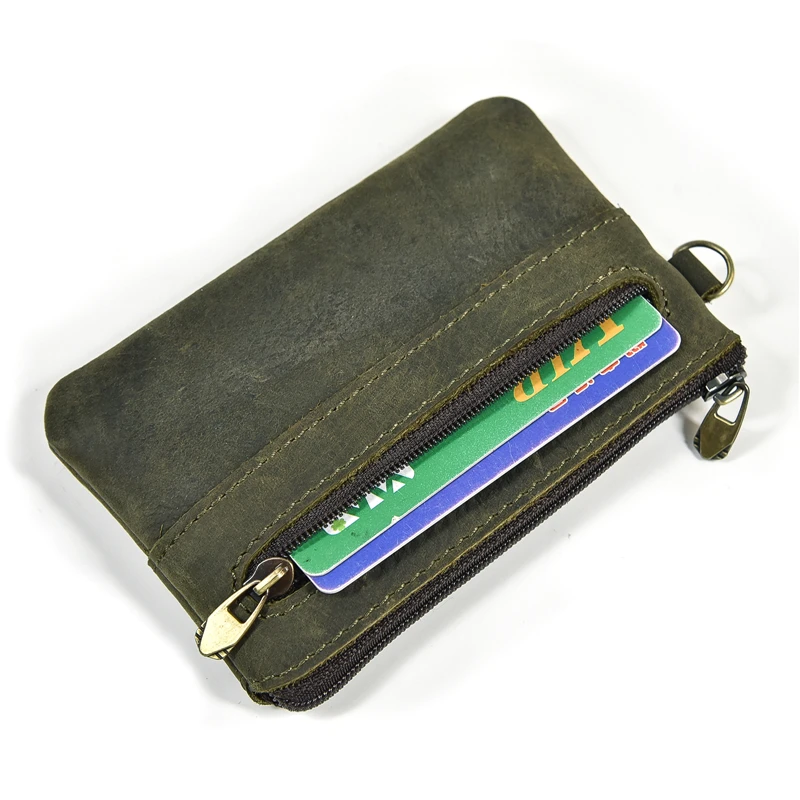 Luufan Genuine Leather Zipper Coin Wallet Men Wowen Natural Leather Small Short Purse Card Holder Cash Clutch Wallets Key Ring