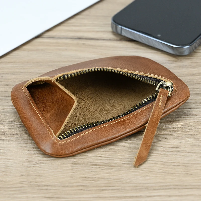 Luufan Genuine Leather Zipper Coin Wallet Men Wowen Natural Leather Small Short Purse Card Holder Cash Clutch Wallets Key Ring