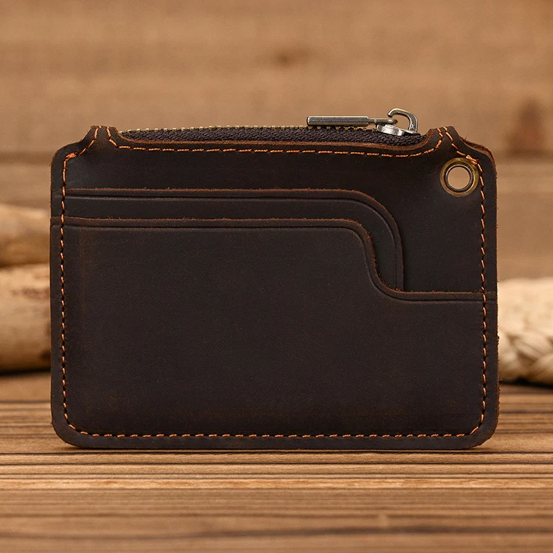 Luufan Genuine Leather Zipper Coin Wallet Men Wowen Natural Leather Small Short Purse Card Holder Cash Clutch Wallets Key Ring