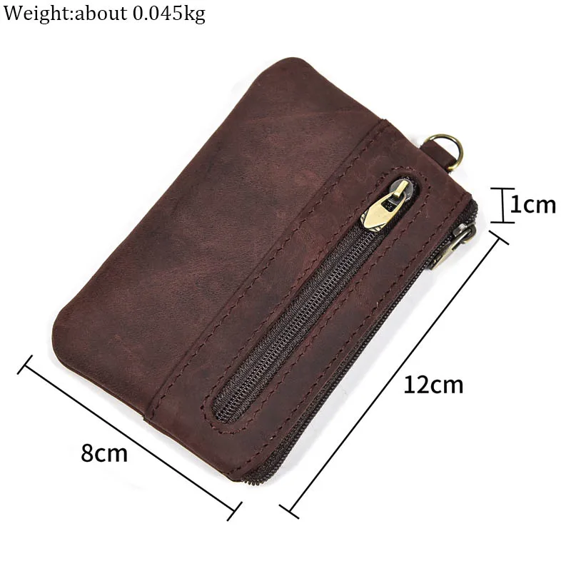 Luufan Genuine Leather Zipper Coin Wallet Men Wowen Natural Leather Small Short Purse Card Holder Cash Clutch Wallets Key Ring