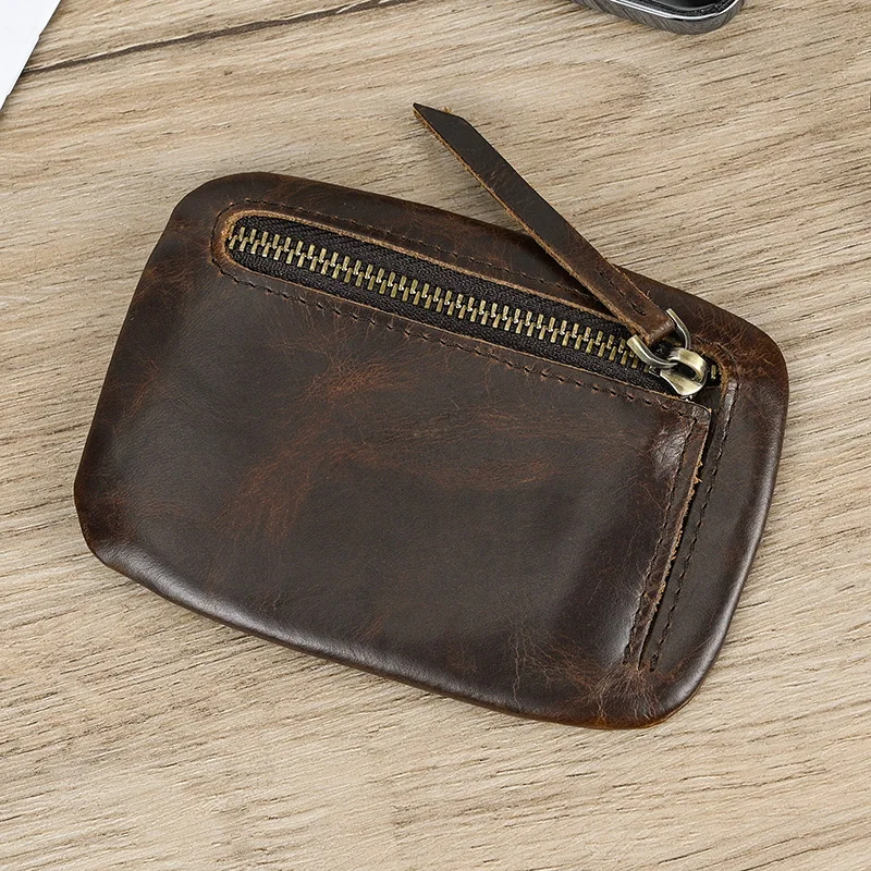 Luufan Genuine Leather Zipper Coin Wallet Men Wowen Natural Leather Small Short Purse Card Holder Cash Clutch Wallets Key Ring