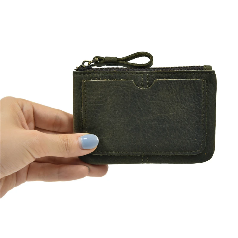 Luufan Genuine Leather Zipper Coin Wallet Men Wowen Natural Leather Small Short Purse Card Holder Cash Clutch Wallets Key Ring