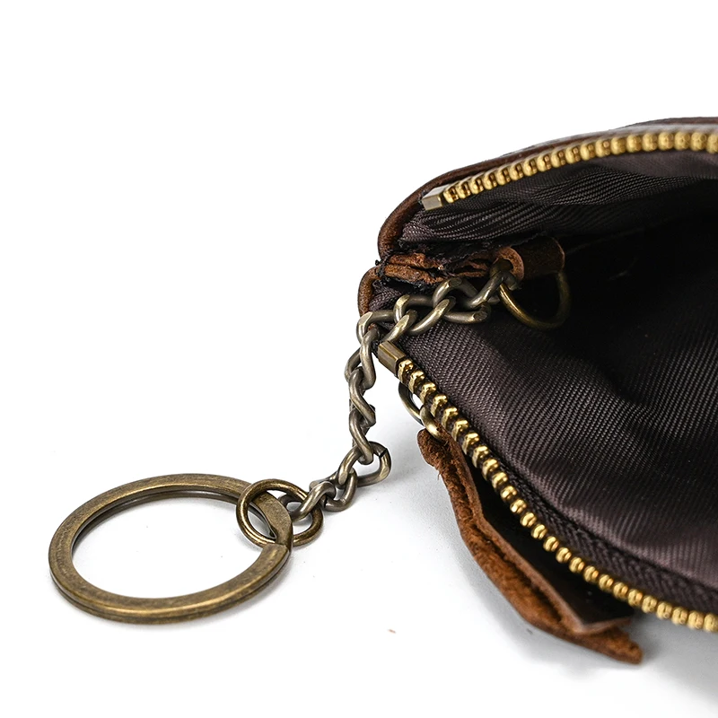 Luufan Genuine Leather Zipper Coin Wallet Men Wowen Natural Leather Small Short Purse Card Holder Cash Clutch Wallets Key Ring