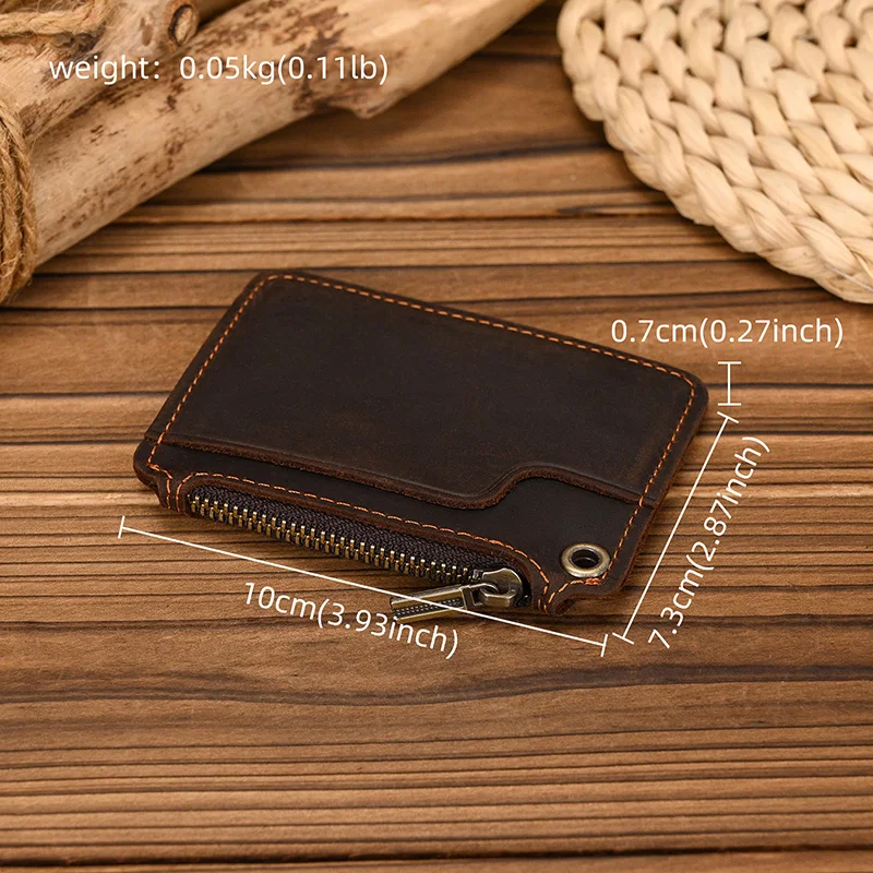 Luufan Genuine Leather Zipper Coin Wallet Men Wowen Natural Leather Small Short Purse Card Holder Cash Clutch Wallets Key Ring