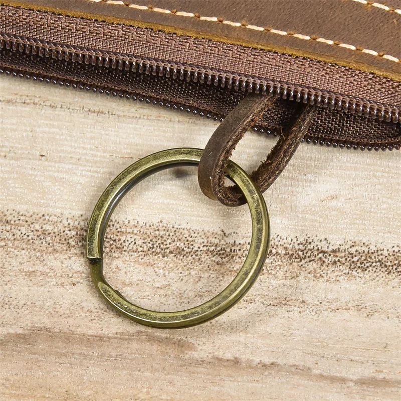 Luufan Genuine Leather Zipper Coin Wallet Men Wowen Natural Leather Small Short Purse Card Holder Cash Clutch Wallets Key Ring