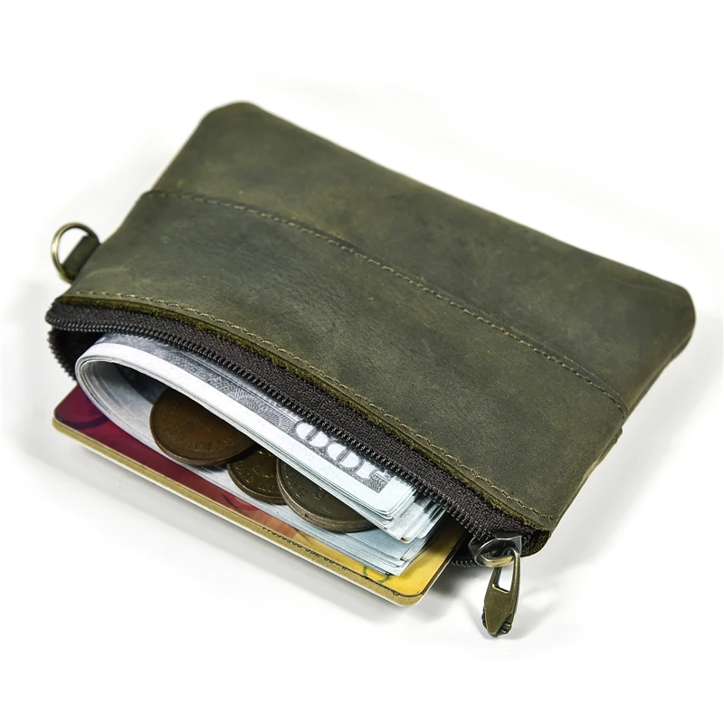 Luufan Genuine Leather Zipper Coin Wallet Men Wowen Natural Leather Small Short Purse Card Holder Cash Clutch Wallets Key Ring