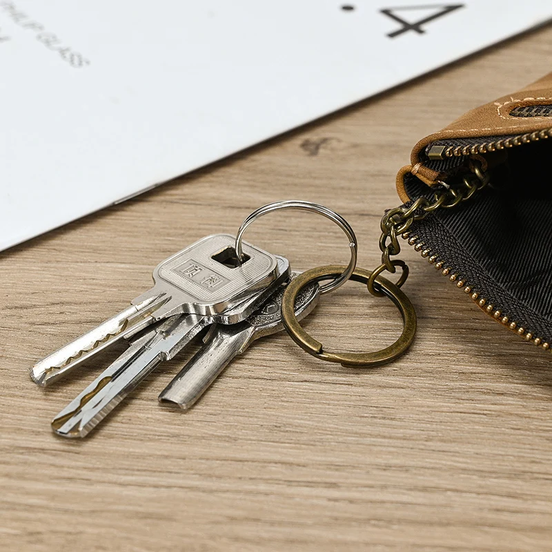 Luufan Genuine Leather Zipper Coin Wallet Men Wowen Natural Leather Small Short Purse Card Holder Cash Clutch Wallets Key Ring