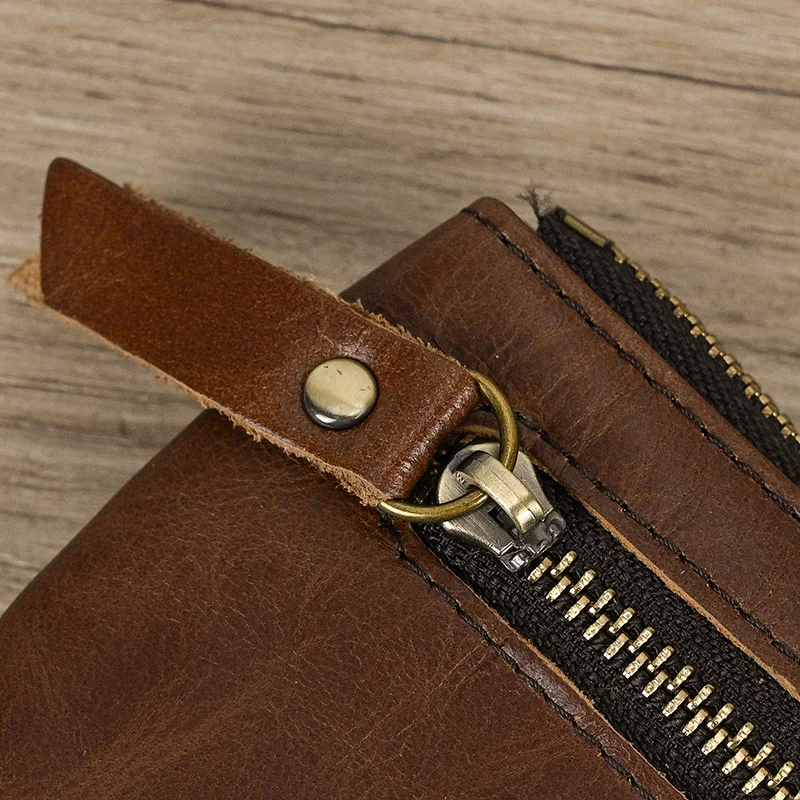 Luufan Genuine Leather Zipper Coin Wallet Men Wowen Natural Leather Small Short Purse Card Holder Cash Clutch Wallets Key Ring