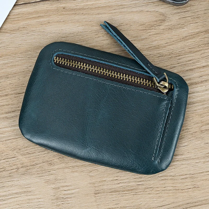 Luufan Genuine Leather Zipper Coin Wallet Men Wowen Natural Leather Small Short Purse Card Holder Cash Clutch Wallets Key Ring