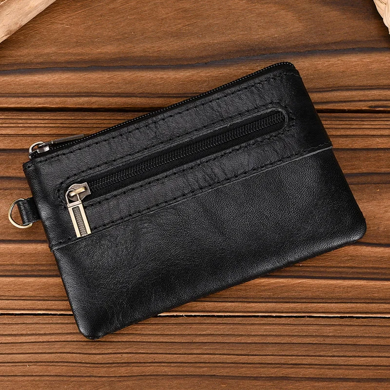 Luufan Genuine Leather Zipper Coin Wallet Men Wowen Natural Leather Small Short Purse Card Holder Cash Clutch Wallets Key Ring