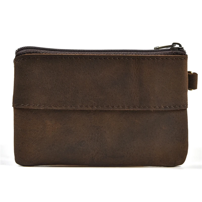 Luufan Genuine Leather Zipper Coin Wallet Men Wowen Natural Leather Small Short Purse Card Holder Cash Clutch Wallets Key Ring