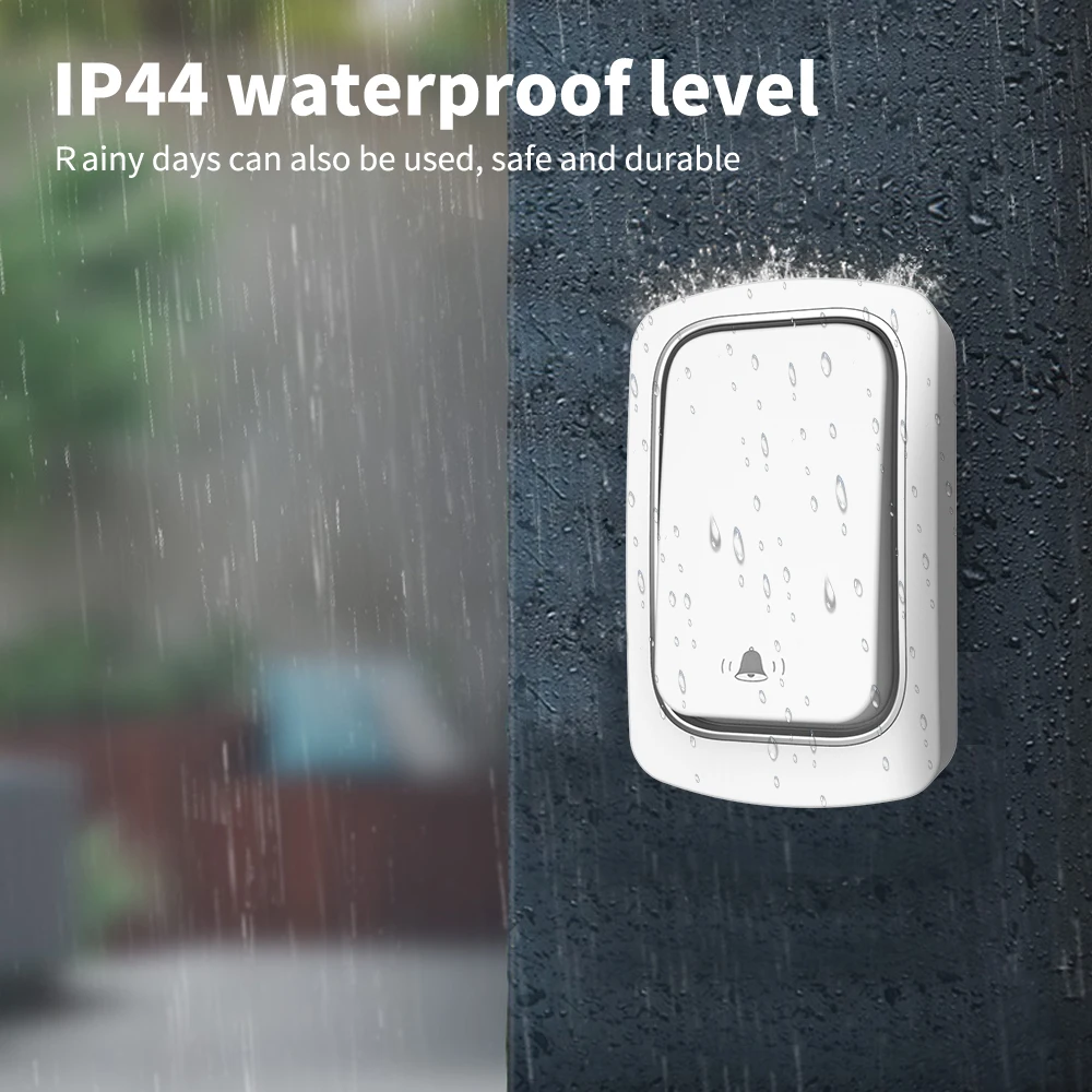 SIXWGH Wireless Doorbell No Battery Required Waterproof Self-Powered Door Bell Sets Home Outdoor Kinetic Ring Chime Doorbell