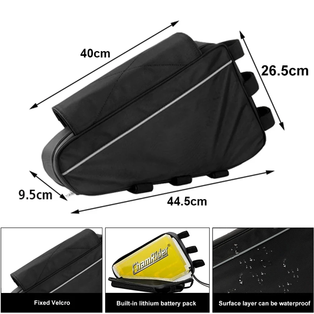 36V 48V 60V 72V E-BIKE Electric Bicycle Triangle Battery Bag Black Bicycle Frame Triangle Bags load 126 cells