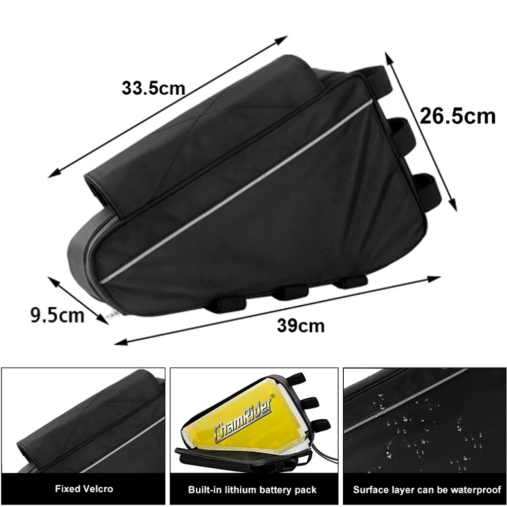 36V 48V 60V 72V E-BIKE Electric Bicycle Triangle Battery Bag Black Bicycle Frame Triangle Bags load 126 cells