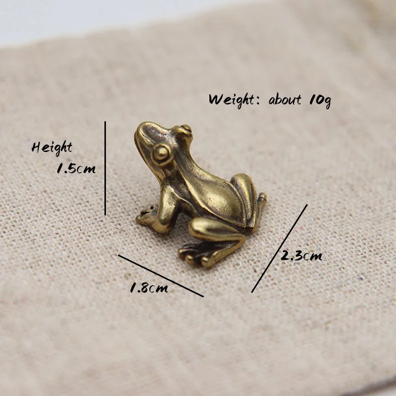 Brass Small Frog Miniatures Figurines Vintage Handmade Copper Animal Toad Desktop Ornaments Home Decoration Crafts Tea Pet Decor