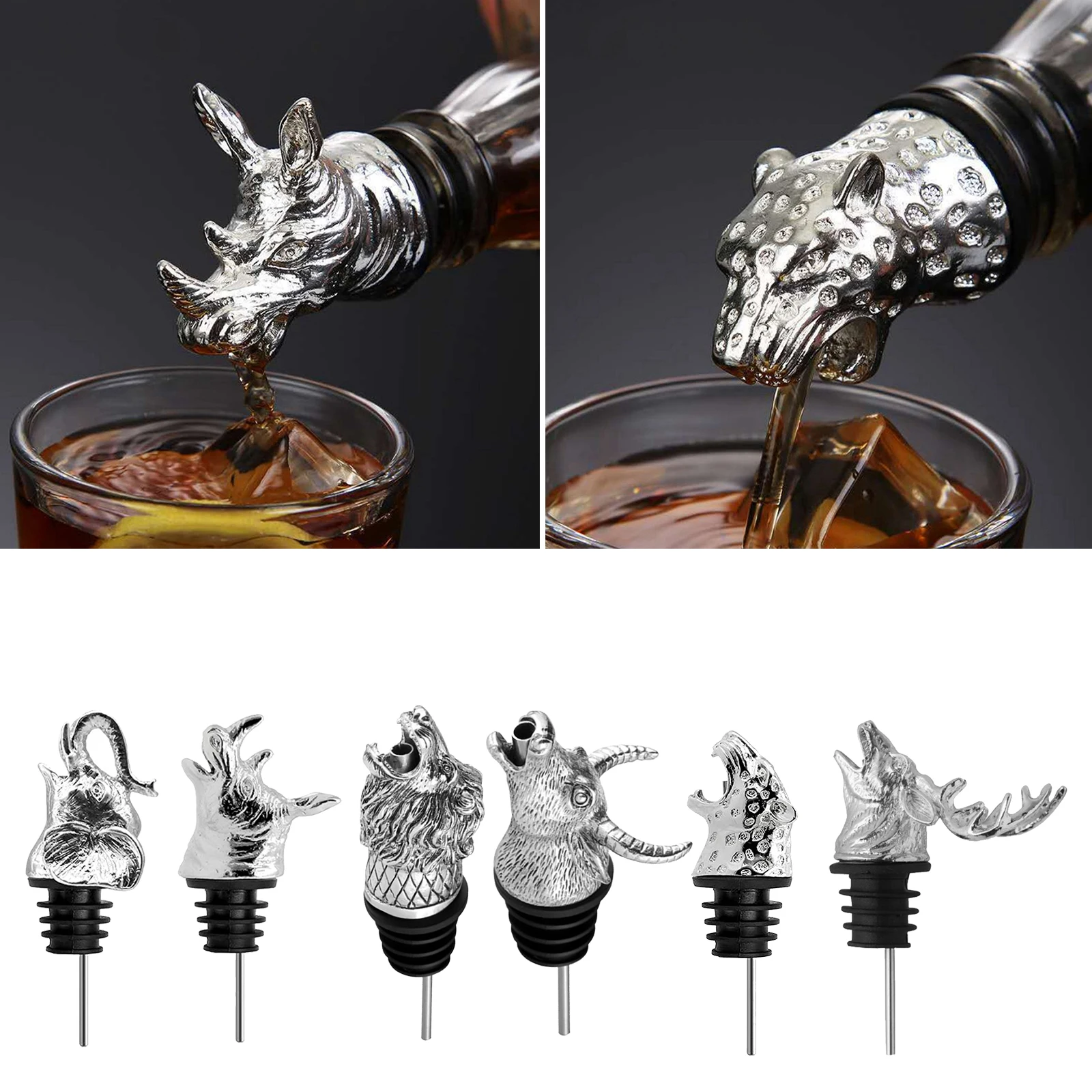 Alloy+Silicone Wine Aerator Pourer Spout Wine Decanters Elephant Wine Stoppers Decanter Pourer Liquor Decanter Bottles