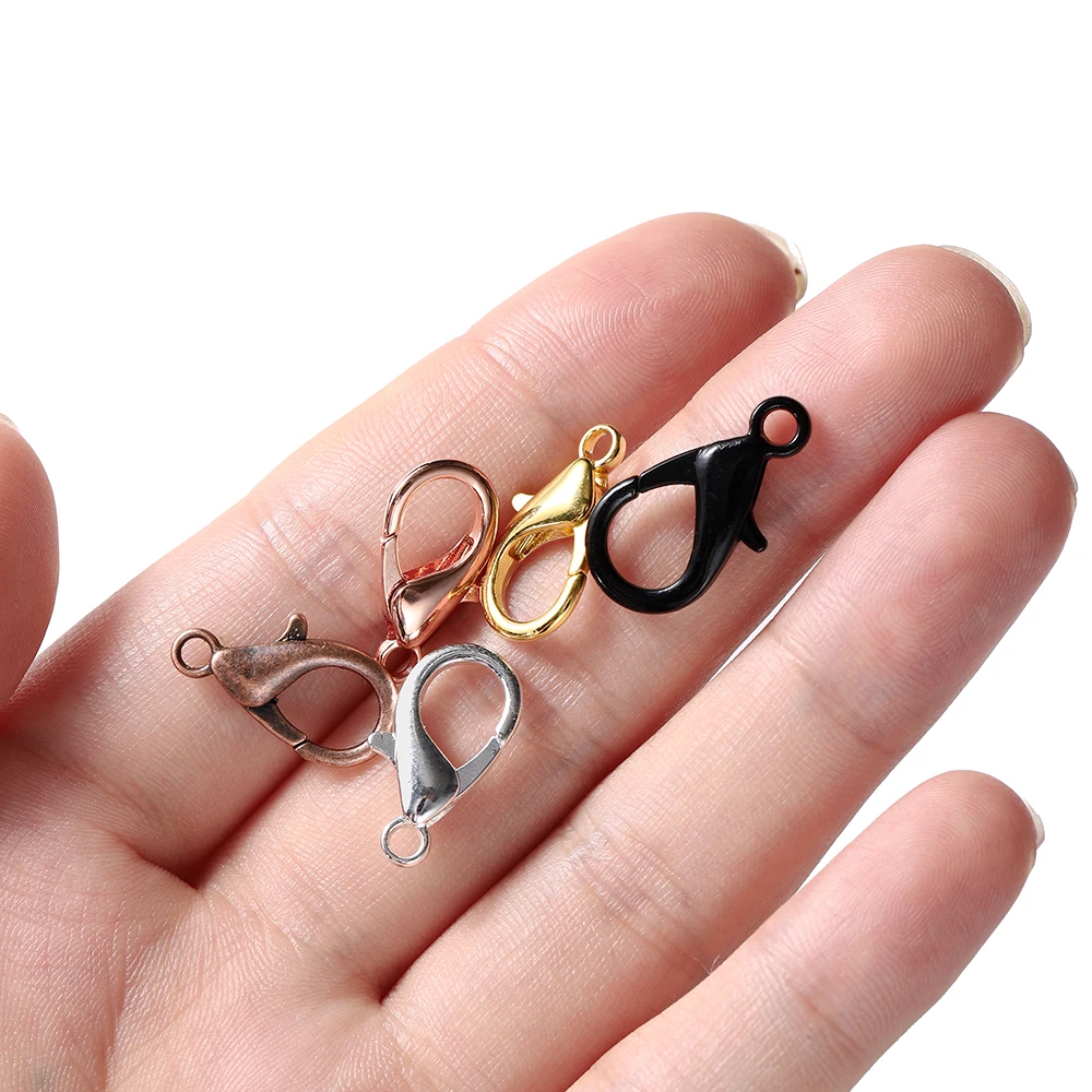 50/100Pcs 10/12/14/16/18/21mm Alloy Lobster Clasp Hooks Connector Necklace Bracelet Chain for DIY Jewelry Making Accessories