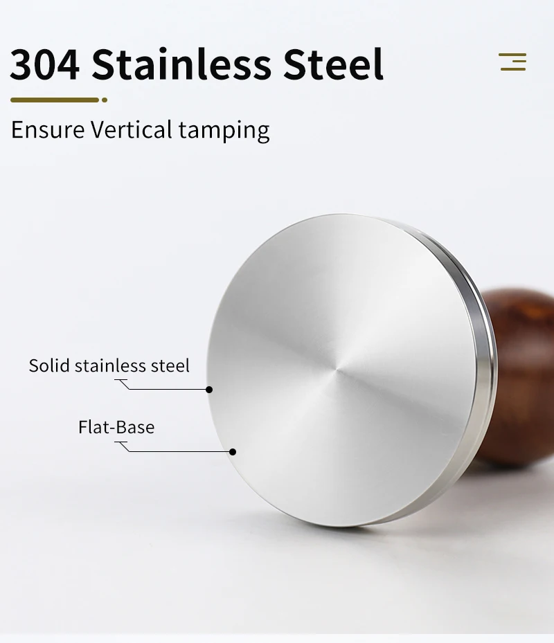 Coffee Tamper 41mm 49mm 51mm 53mm 57.5mm 58.35mm Wooden Handle Stainless Steel Delonghi Breville Barista Espresso Accessories