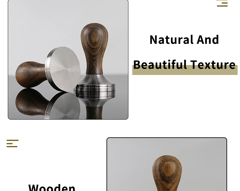 Coffee Tamper 41mm 49mm 51mm 53mm 57.5mm 58.35mm Wooden Handle Stainless Steel Delonghi Breville Barista Espresso Accessories