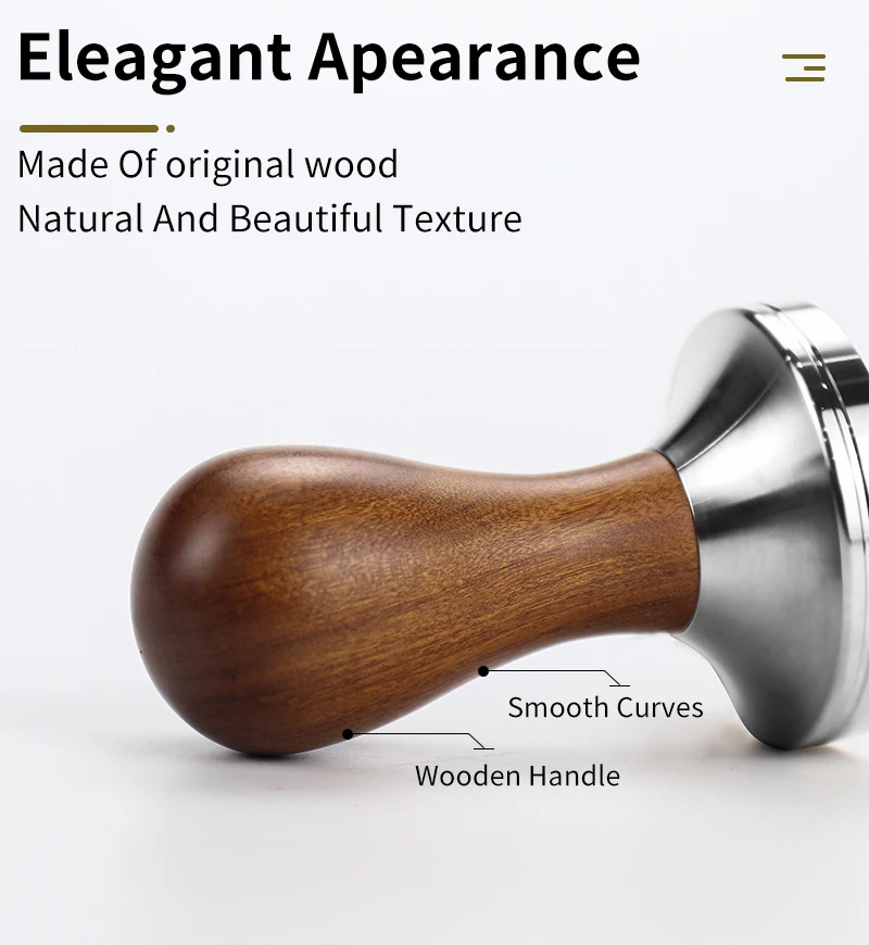 Coffee Tamper 41mm 49mm 51mm 53mm 57.5mm 58.35mm Wooden Handle Stainless Steel Delonghi Breville Barista Espresso Accessories